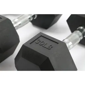 Garvee Rubber Coated Hex Dumbbell Pairs Set, Multiple Weights Available for Home Gym, Odorless Anti-Roll Cast Iron Free Weights with Knurled Anti-Slip Grip, Full Body Strength Training Fitness Equipment