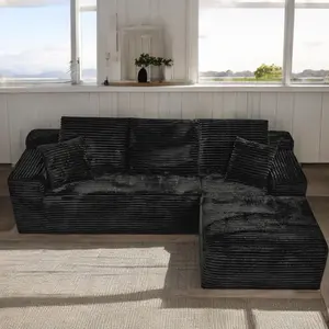Modern modular L-shaped sofa set for living room with throw pillows, no wood structure, easy to assemble, suitable for living room and apartment - minimalist style