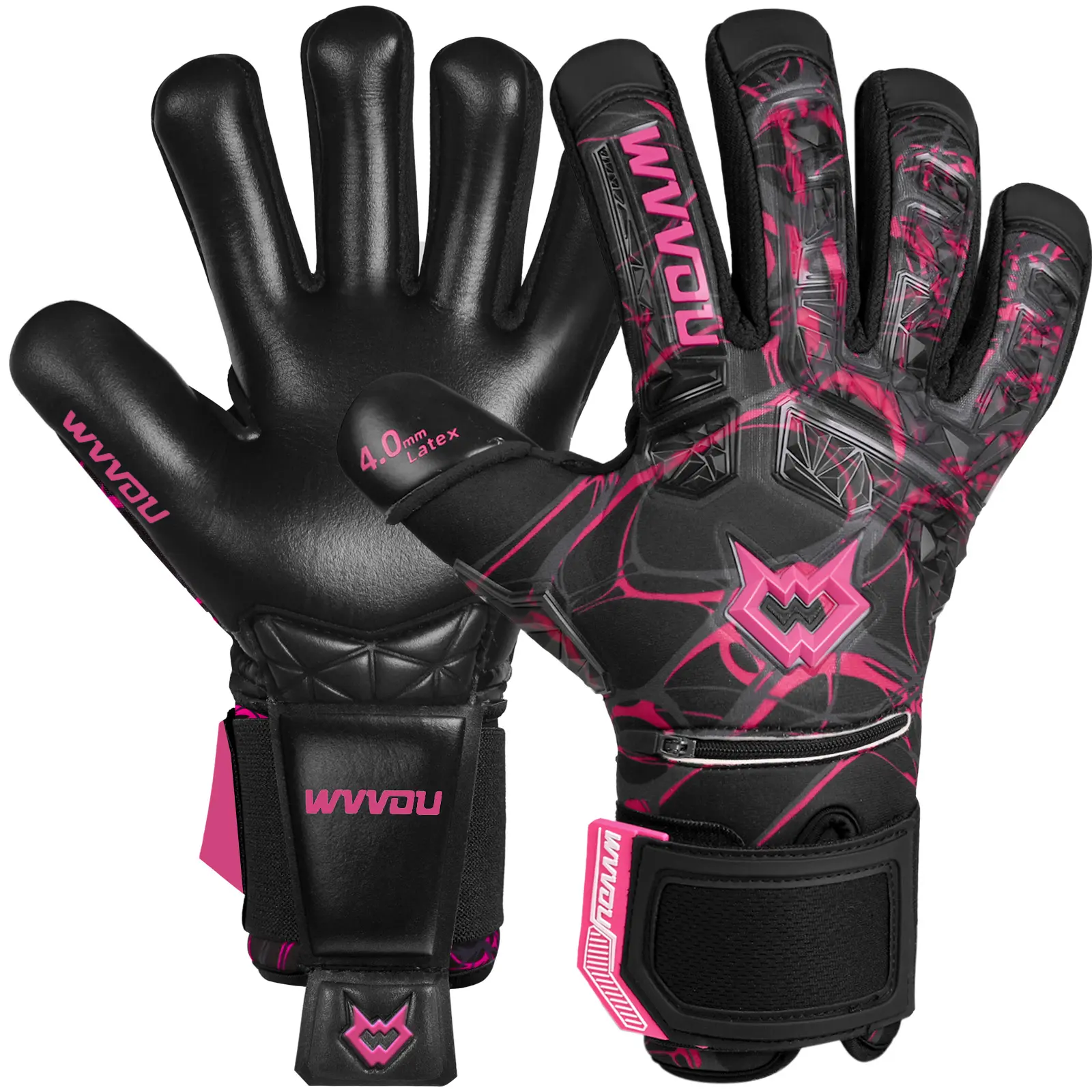 WVVOU Guardian 2.0 Adult Football Goalkeeping Gloves, 3D Tailored Fit, 4+3mm Sticky Latex Palm, 5 Detachable Finger Saves, Drop Molded Backhand, Gloves for Football