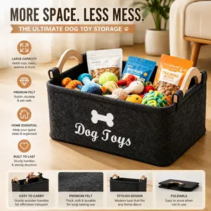 Deep Felt Box for Pet Toys, Ideal for Storing Dog Toys and Organizing Pet Supplies, Perfect for Pet Owners, Durable and Practical Design