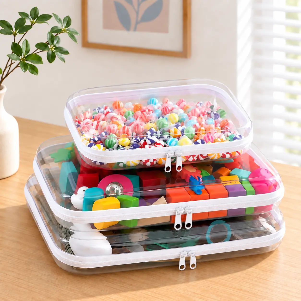 3PCS Clear Hard Shell Zipper Case - Waterproof Portable Transparent Storage Pouch for Travel Cosmetic, Small Gadgets (Luggage & Bags Functional Organizer)
