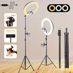 【Flash Sale】12" Video Light with 63" Tripod Stand & phone holder stand, Ring Light with 3 Color Temperature Control with USB-Powered, Dimmable LED Fill Light for Live Streaming, YouTube, TikTok, Makeup, Smartphone Cellphone#Easter Gift