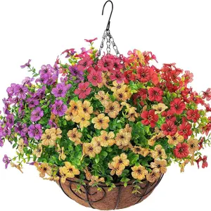 Artificial Flower (12/24pcs), UV Resistant Colorful Fake Flower, Decorative Bouquet for Home Decor Garden Party Wedding Decor, Flower Design, Garden Decorations, Decoration Items Fruit Plants Set Silk