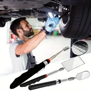 Automotive Repair Inspection Mirror Set 3Pack Extendable Round And Square Reflective Mirrors , Multi-functional Maintenance Tools - Home Improvement.