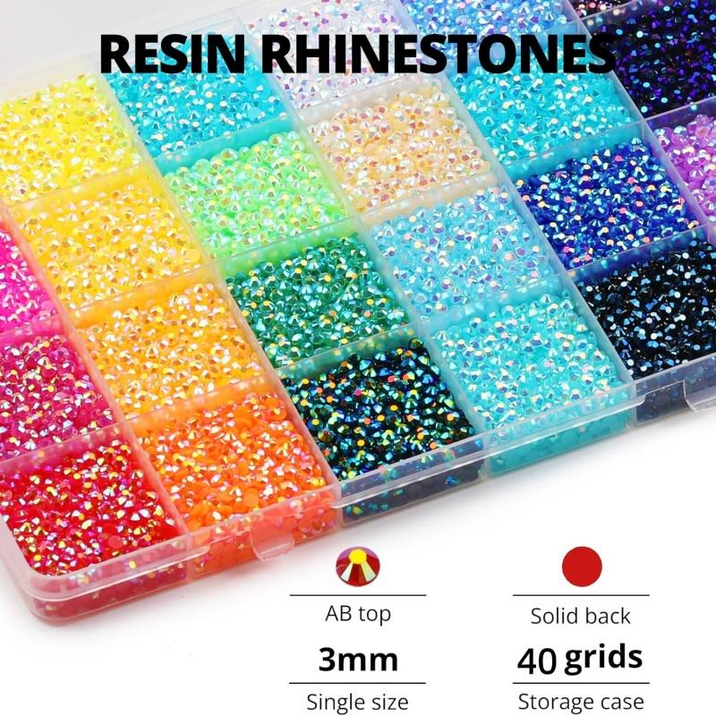 32000Pcs Resin Jelly Rhinestones for Bedazzling, 40 Grid Multicolor 3mm Flatback Gems for Diamond Art, Bedazzler Kit for Jewelry Nail Art Crafting Book Makeup 32000Pcs Resin Jelly Rhinestones for Bedazzling, 40 Grid Multicolor 3mm Flatback Gems for Diamond Art, Bedazzler Kit for Jewelry Nail Art Crafting Book Makeup