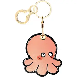Leather Airtag  Case Holder,Cute Protective  Air Tag Cover with Key Ring,Anti-Scratch  Finder GPS  Case for Wallet ,Bag,Pets,Backpack(Octopus)