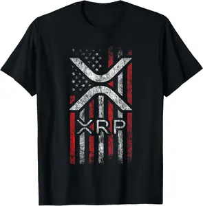 Crypto Currency - XRP Cryptocurrency - American Flag - XRP Summer Casual Shortsleeve Cotton T-Shirt