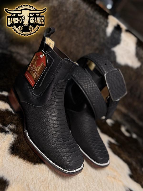 Botines Negros con diseno Incrieble para Hombre Estilo Rodeo Punta Cuadrada / Chelsea Boots Ankle Square Toe Black with Incredible design