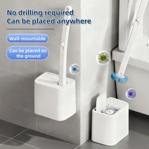 Toilet Brush Set with 12PCS Refills, Wall-Mount Scrubbing Toilet Brush for Bathroom Cleaning, Sink Bathtub Drain Wash Basin Urinal, Bathroom Cleaning System