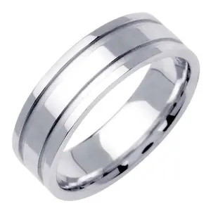 Men's Grooves Wedding Band in Platinum 6.5mm