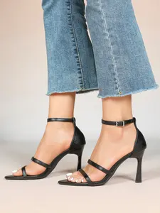 Women's Pointed Toe High Heel Sandals, French Metal Chain, 9cm Stiletto, PU Leather, Multi-Color Options, Party Wedding Shoes, Classy Sandal
