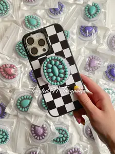 Turquoise Oval Western Concho Magnetic/Adhesive Phone Grip