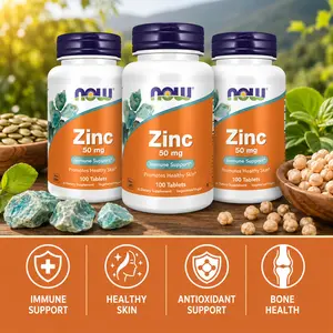 Zinc Gluconate 50mg Tablets, Supports Immune Health & Essential Enzyme Functions, Daily Mineral Supplement, 100 Tablets