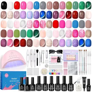 Beetles Gel Nail Polish Kit with U V Light - Gift Box Wild Gleam Collection 36Colors Nail Polish Kit 75 Pcs for Women Girls Gel & Top Base Coat with Brushes & False Nails Tip Must Have Salon at Home