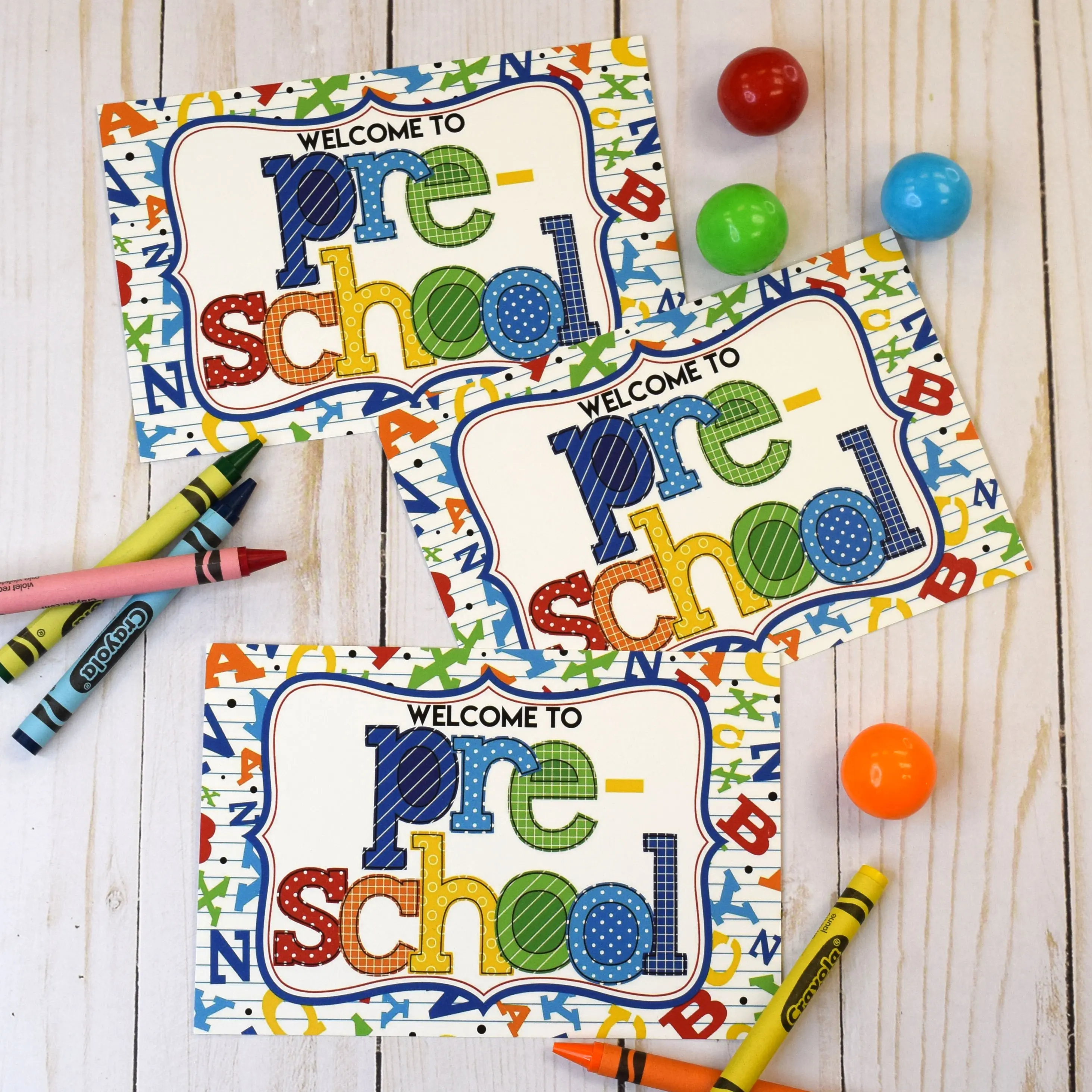 Amanda Creation Welcome to Pre-School Alphabet Design Back to School Postcards 30 Pack 4x6 Inches Professionally Printed on 80# Cardstock Easy to Use Made in USA