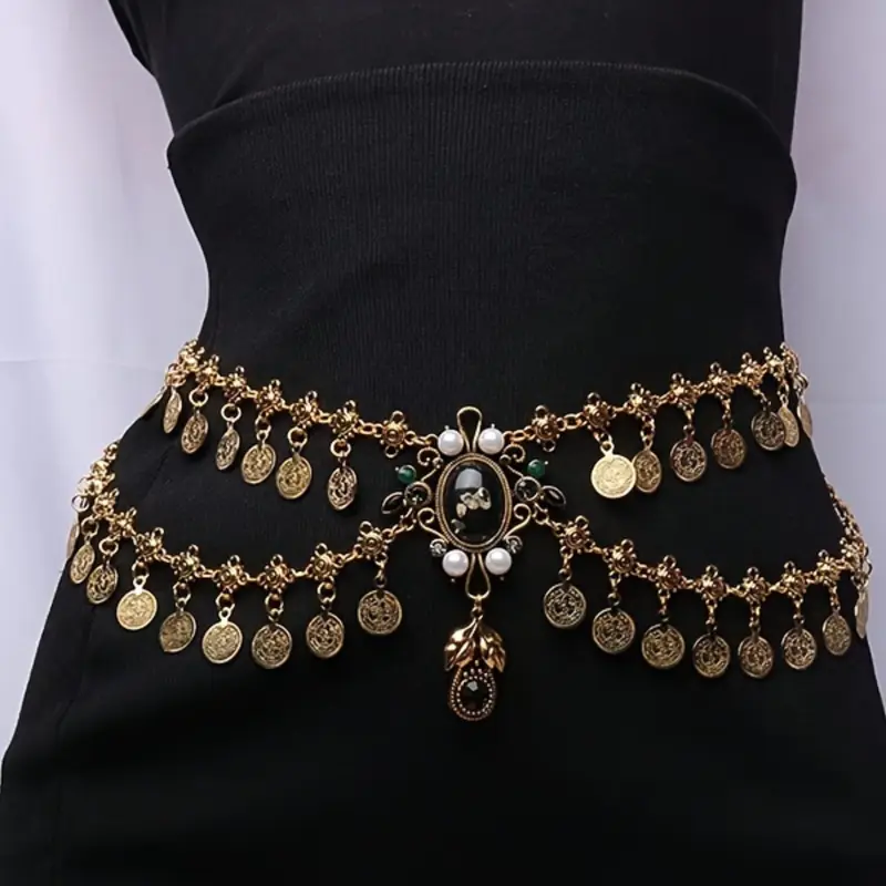 Vintage Fringe Coin Waist Chain for Women, Elegant Retro Style, Unique Party Belly Dance Waist Chain, Body Chain Accessory, Waist Jewelry, Body Jewellery, Wearable Jewelry