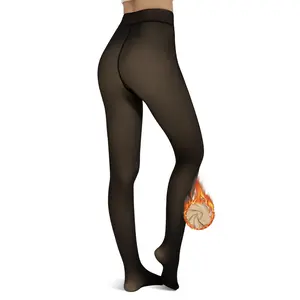Tournesol Fleece Lined Tights One-Lined Seams both front and back! Womenswear Size XS - 4XL Thermal Winter Basic Tights Leggings Thick Semi-Transparent Casual Underwear Pantyhose Closed Foot Available in Light Mid Deep Skin Tone 000001