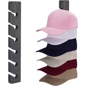 Hat Rack for Wall Baseball Cap Organizer Hanger (2 Pack) Modern Wooden Hat Holder Wall-Mounted Caps Display for Closet Door Bedroom Entryroom Laundry (Gray)