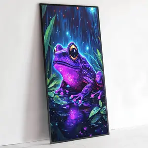 Frog Pattern DIY Diamond Arts Painting Kit without Frame, Full Round Drill Diamond Arts Painting Kit, Wall Art Decor for Home Living Room Bedroom