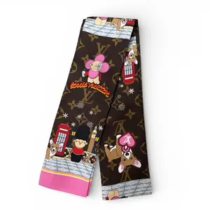 Pre-owned Louis Vuitton Silk Bag Accessories London Christmas Vivienne Animation Twilly Limited Edition Silk