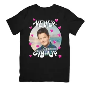 Never Gib Up - Gibby iCarly Joke Funny Gen Z Shirt Dank Meme Humor Nickelodeon Top Menswear Streetwear Shortsleeve Crewneck Tropical Casual  Tshirt