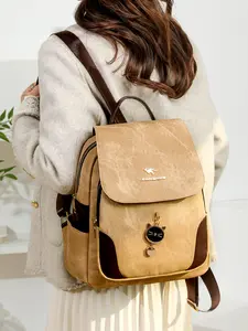 Women's Trendy Soft Leather Backpack, Large Capacity Travel Casual Bag, Vintage Design Fashion Shoulder Bag, New Arrival
