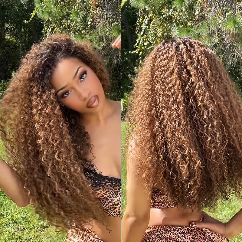 Frodio Veralux™ 13x6 HD Lace Wig Glueless Wear Go Pre-Cut Lace Wig 24” Golden Chestnut Curly Premium Fiber Wig – Full Density, Beginner Friendly TikTokShopBlackFriday