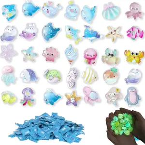 Mini Glow in The Dark Animal Resin Models, 100PCS Resin Mystery Bags, Small Blind Bags Animal Figures for Home Landscape Aquarium Gifts, Individually Wrapped