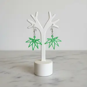 Cannabis Leaf Earrings | 3D Printed Weed Leaf Dangle Earrings | Lightweight Stoner Jewelry | 420 Gift | Green Statement Earrings