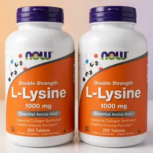 NOW Foods L-Lysine Hydrochloride 1000 mg Tablets, Double Strength Amino Acid Supplement, Daily Wellness Support, 100 Tablets