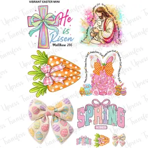Vibrant Easter Mini DTF Transfer Gang Sheet 24.5" Wide x 36" Long Direct To Film Trendy Vibrant Designs for Stylish Wardrobe
