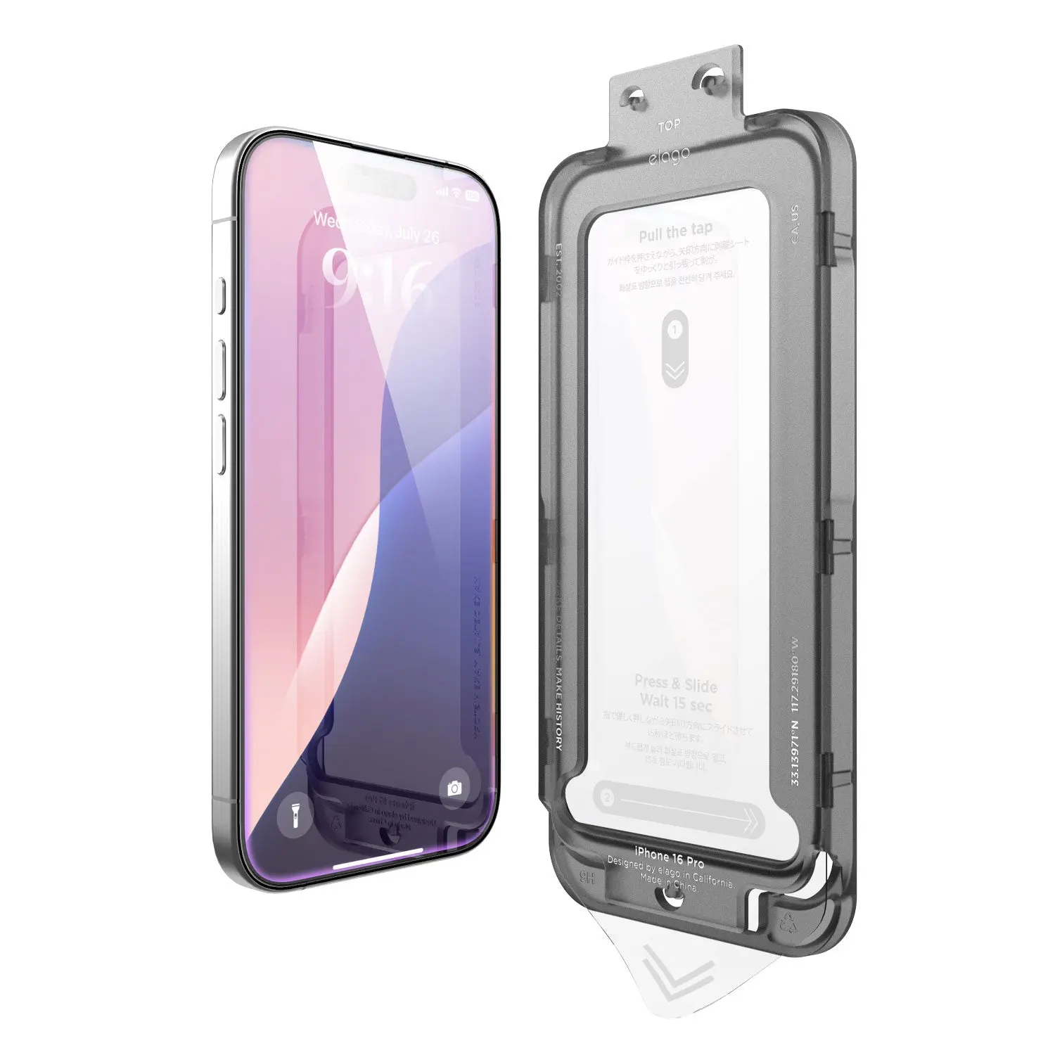 elago Crystal Tempered Glass Screen Protector for iPhone 16 Pro, Smartphone, Cellphone & Handheld Devices [1 or 2 Pcs]