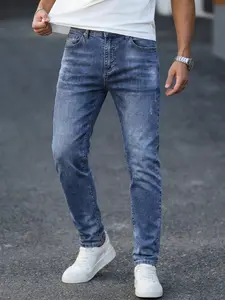 Men's Slim Fit Straight Leg Plain Jeans, Casual Slim Fitting, Comfortable Fitted Denim Jeans, Durable Classic Streetwear Fashion Casual Pants, Daily Use Preferred, Menswear