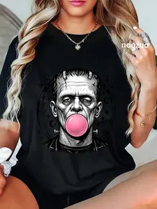 100% Cotton Unisex Frankenstein Monster Bubble Gum Funny Vintage Halloween T-Shirt