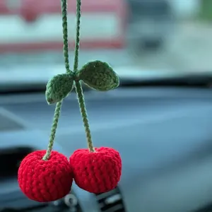 100% Handmade Cherry Car Mirror Decoration