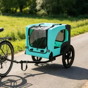Foldable Dog Bicycle Trailer - Pet Bike Carrier with Easy-Folding Frame for Small, Medium Dogs and Cat Accessories