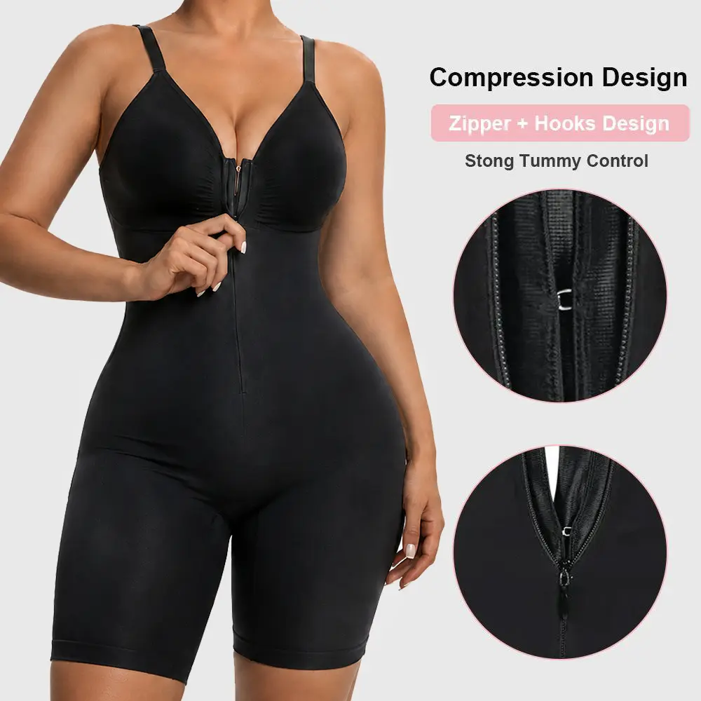 Second-Skin Women's Compression Bodysuit, Zip-Up Closure, Ultra Stretch Fabric, Breathable Mesh Design, Adjustable Tailored Fit for All-Day Daily Wear comfort customizable