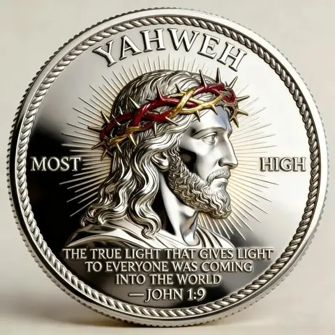 【Black Friday】Light of Life and Faith Commemorative Coin, Dual-Sided Religious Design, Engraved Bible Verse, Perfect Christmas Gift