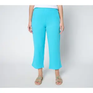 QVC Belle Beach by Kim Gravel Petite 100% Cotton Gauze Cropped Women's Pants