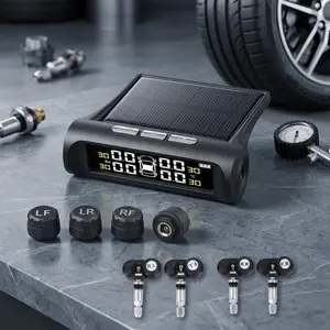 Solar Powered Smart tire Pressure Monitoring System with Usb charging, Lcd display, real-time alerts, internal & external sensors for Cars, Trucks, SUvs - Vehicle Safety Accessories