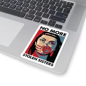 No More Stolen Sister Sticker, American Native Sticker, MMIW Decal, Indigenous Red Hand, Wear Red For My Sister Stickers