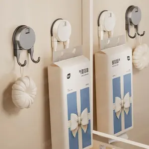 Fady 4-Pack Suction Cup No-Drill Double-Head Hooks for Home Door Back Clothes Hooks in Bathroom Kitchen Strong Load-Bearing Adhesive Hooks