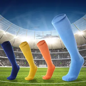 Over-the-knee sports socks/thick towel bottom/breathable long socks/sweat-absorbent and wear-resistant/men's solid color football socks