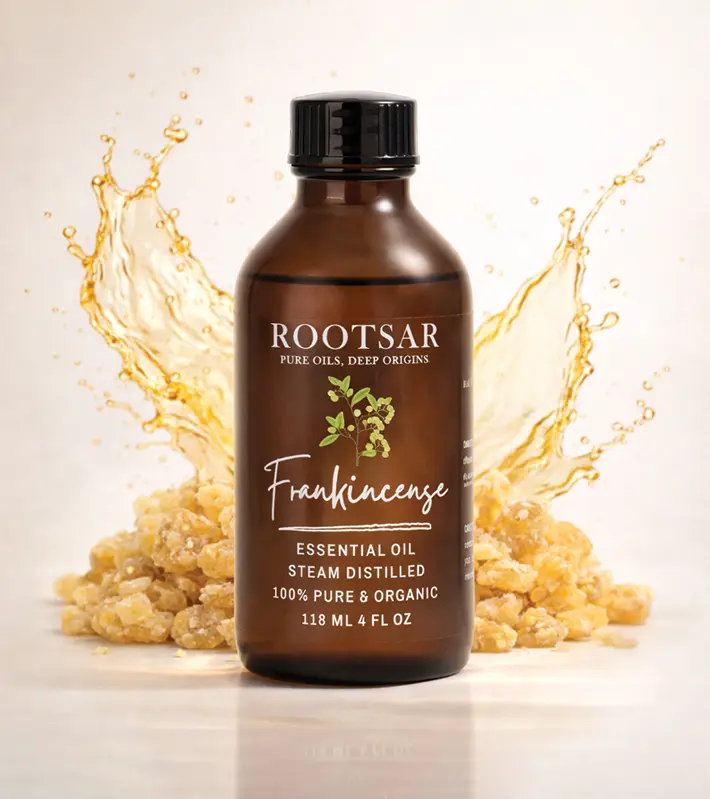 Frankincense Essential Oil 100% Pure Organic Frankincense Oil, Steam Distilled, 4 FL OZ / 118 ML Premium Essential Oil for Diffuser, Aromatherapy, Massage, Skin Care, Candle & Soap Making