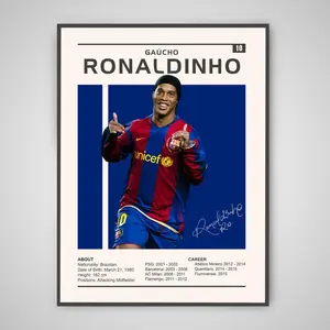 Ronaldinho Poster | Gaucho Ronaldinho Print, Sports Poster, Football Player Poster, Soccer Wall Art, Gaucho Ronaldinho Barcelona Poster l Home Decoration Poster