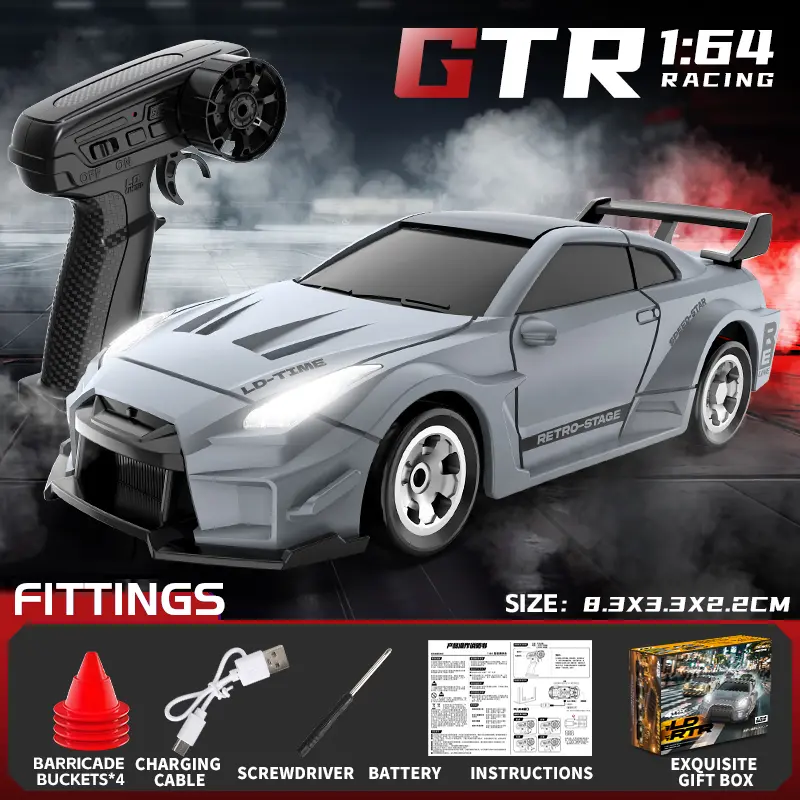 1:64 RC Drift Car - GTR Model - Matte Grey