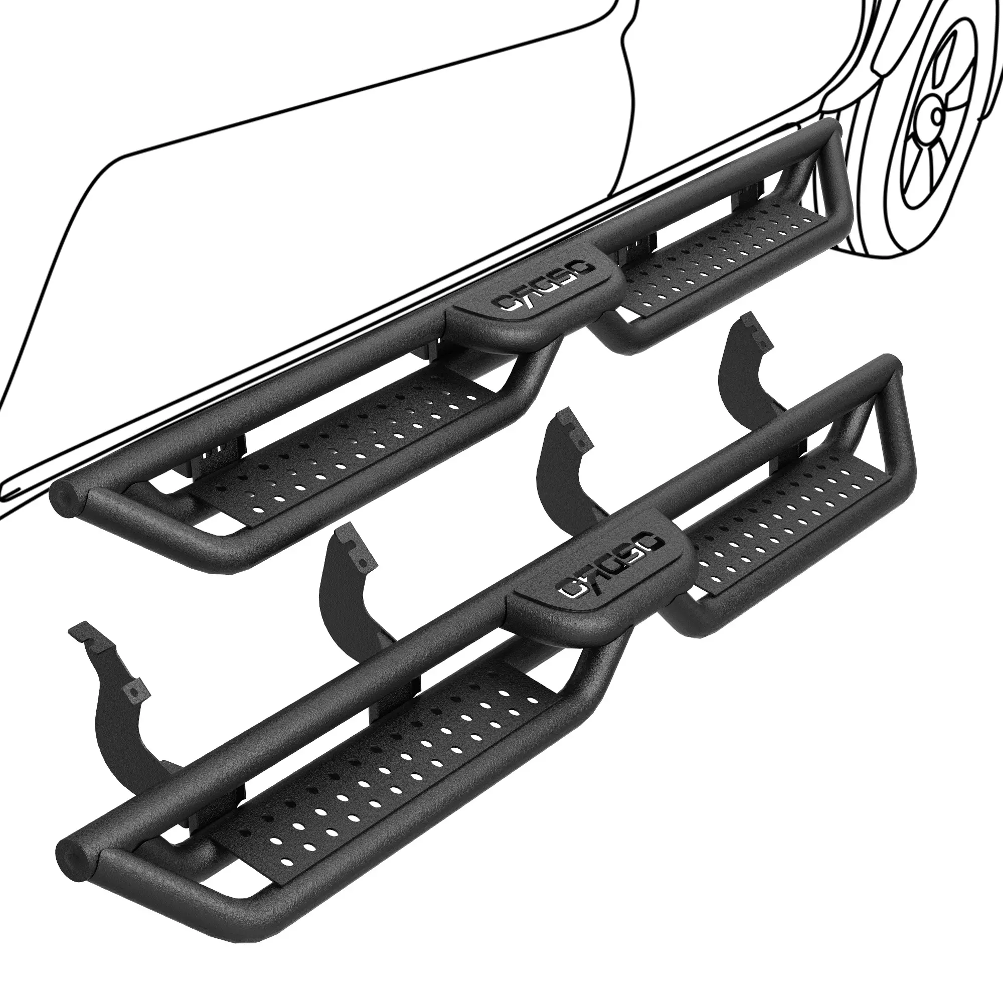 【fathersdaygift】OEDRO Running Boards Compatible with 2022-2026 Toyota Tundra Crewmax Cab(2 3/4 Size Rear Doors) with Two Stairs Design All-Steel Build, Bolt-on Side Steps