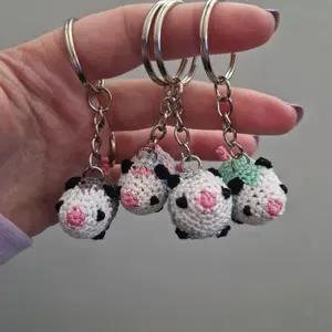Microcrochet opossum keyring crochet amigurumi - handmade plushie keyring