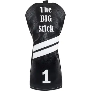 IZZO "The Big Stick" Golf Club Leather Driver Headcover - Black