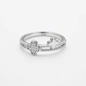 [AB082] Ring Silver 925 Dual Flower